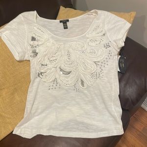 Beautiful nwt Cupio ivory shirt with silver embellishments